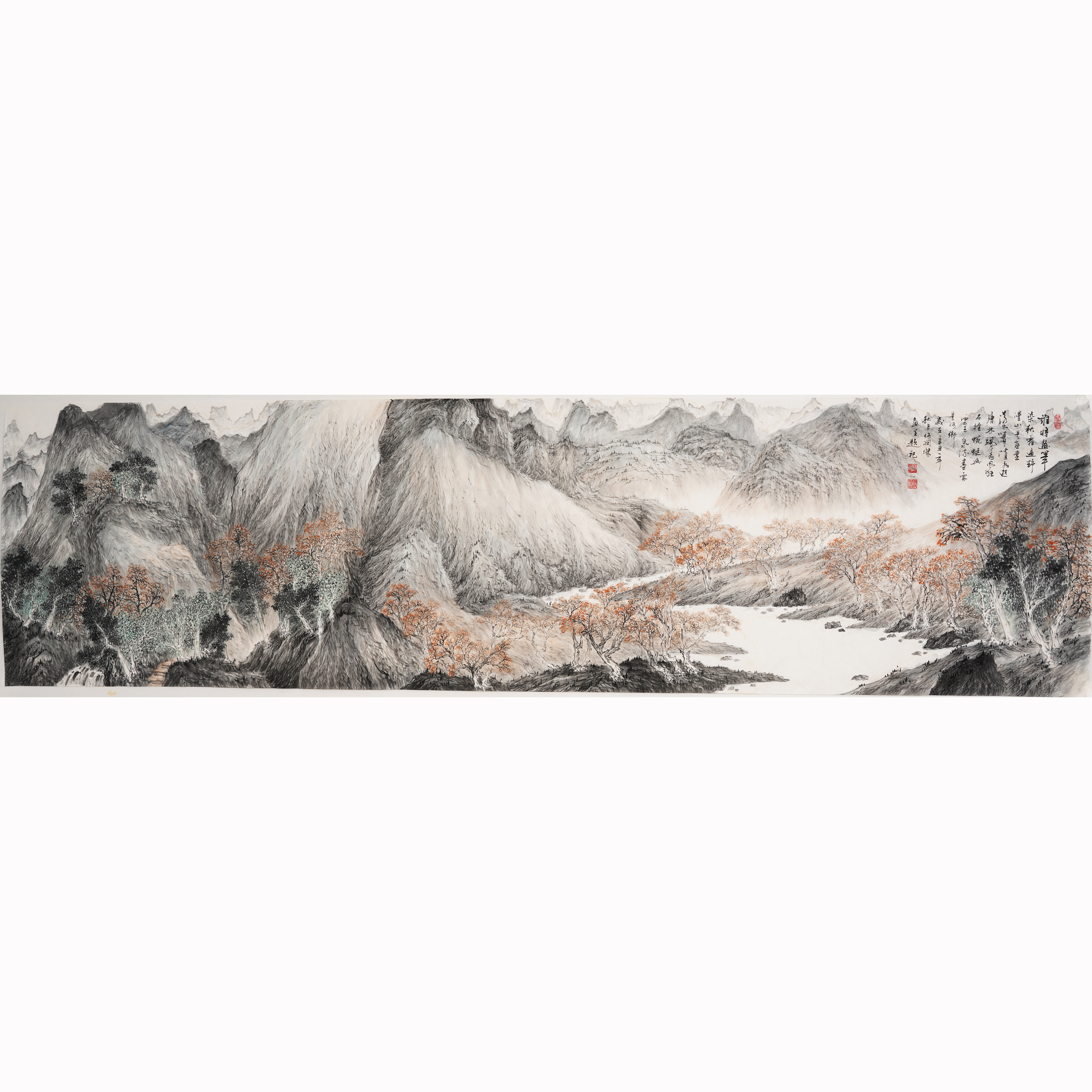 精品六尺山水画收藏级山水画纯手绘国画何润杰四尺字画文人画意境