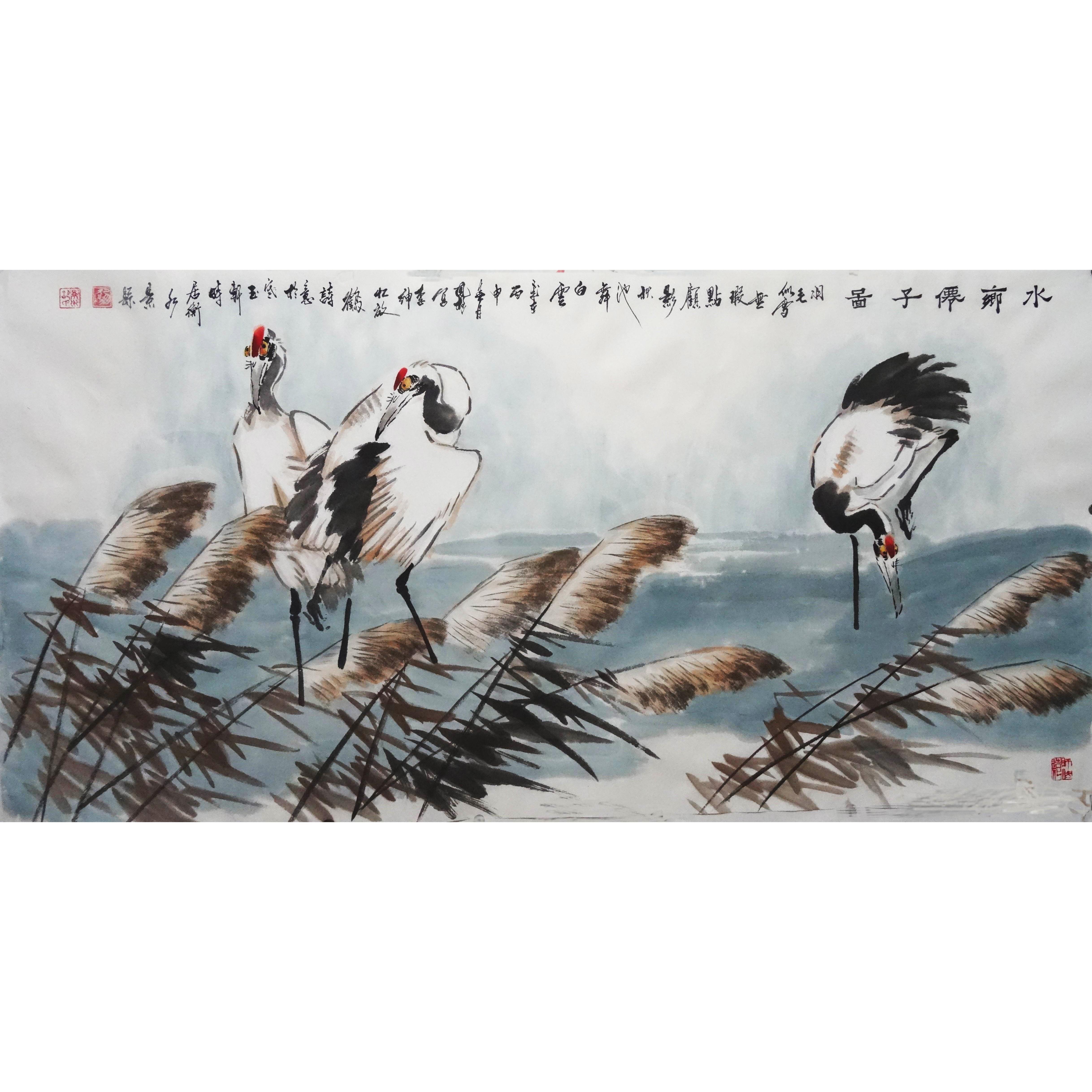 四尺客厅玄关装饰画水墨荷花国画花鸟画手绘写意画字画郝凤格0019图片