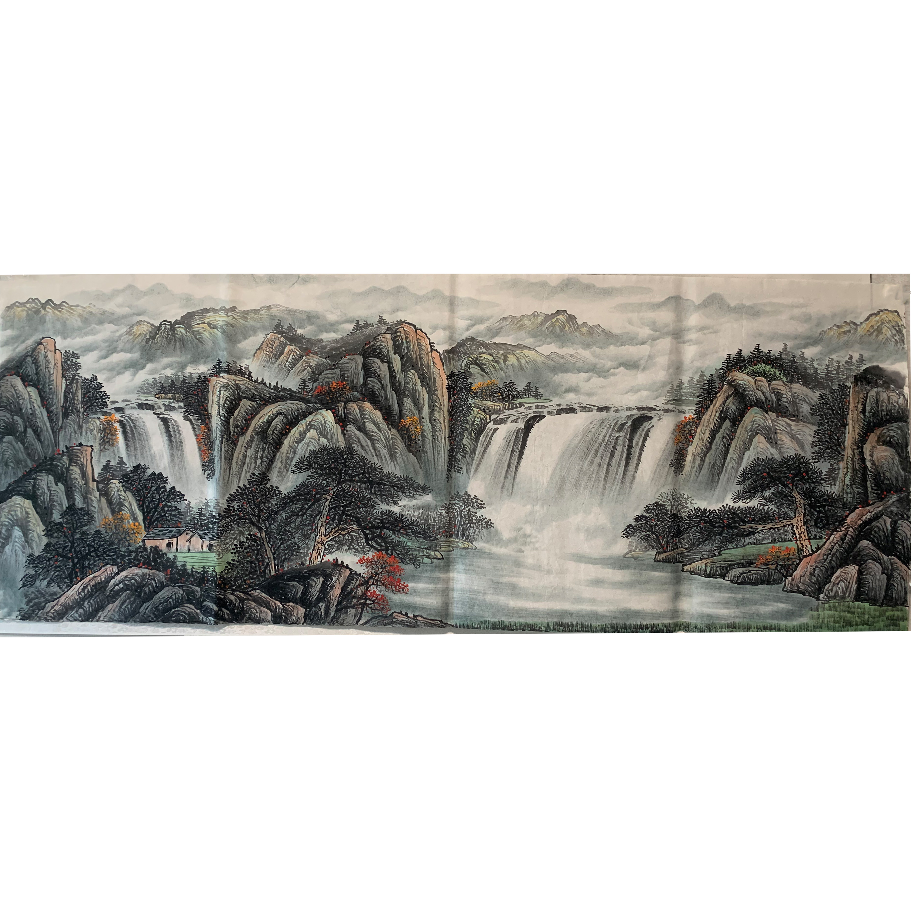 特价处理款纯手绘山水画无款国画不带题字宣纸画芯字画