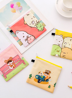 日本可爱人气墙角生物小浣熊卫生巾收纳小包袋子卫生棉包零钱包