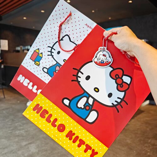 伊藤家卡通可爱三丽鸥hello kitty纸袋子凯蒂猫礼品袋学生用收纳