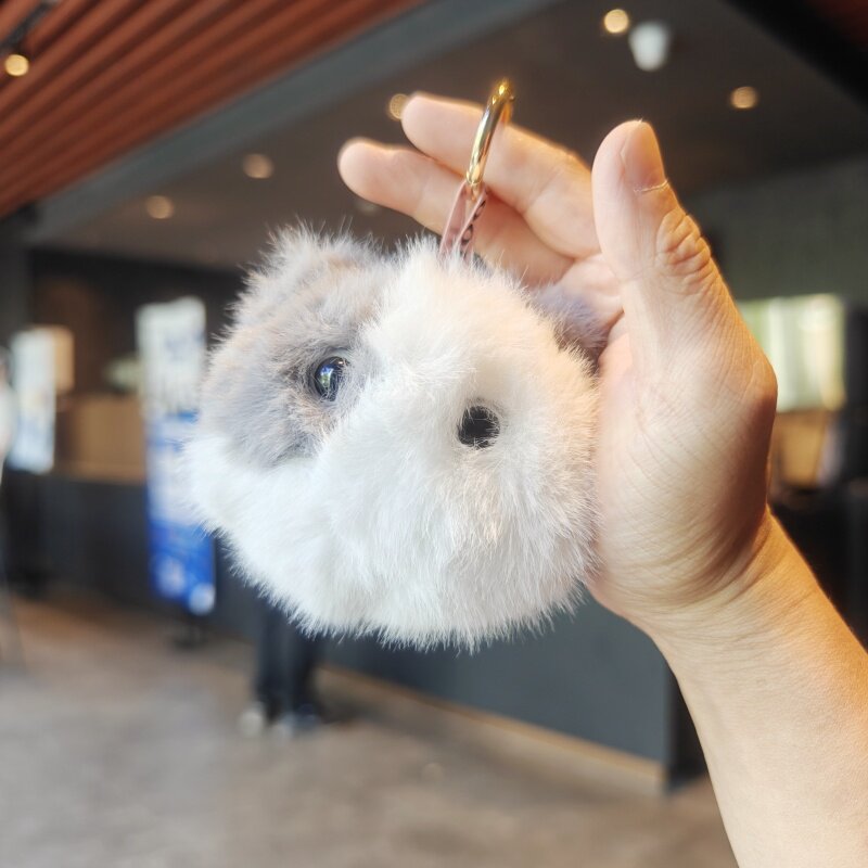 伊藤家可爱仿水貂毛萌玉兔猫咪大象毛绒玩偶兔包包挂环香香味挂件