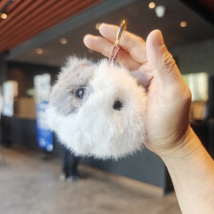 伊藤家可爱仿水貂毛萌玉兔猫咪大象毛绒玩偶兔包包挂环香香味挂件
