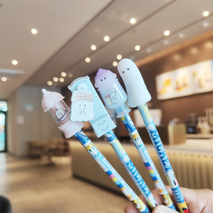 伊藤家幽幽家族铅笔帽儿童保护套小学生铅笔套透明塑料笔盖3个装