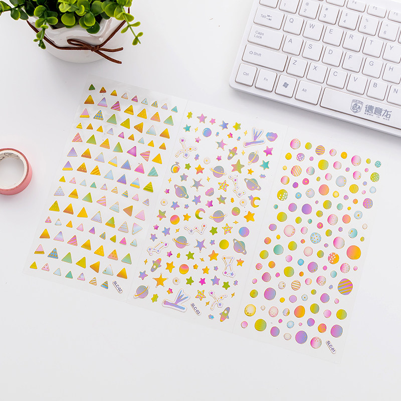 可爱创意 彩色星球 三角形 diy手帐装饰贴 贴纸贴画