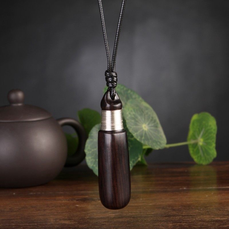 民族风复古禅意文艺风毛衣链女黑檀木水滴吊坠棉麻配饰百搭女项链