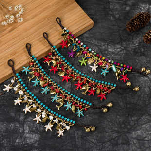 古风手链带铃铛女新中式简约学生复古森系松石手工编织手饰民族风