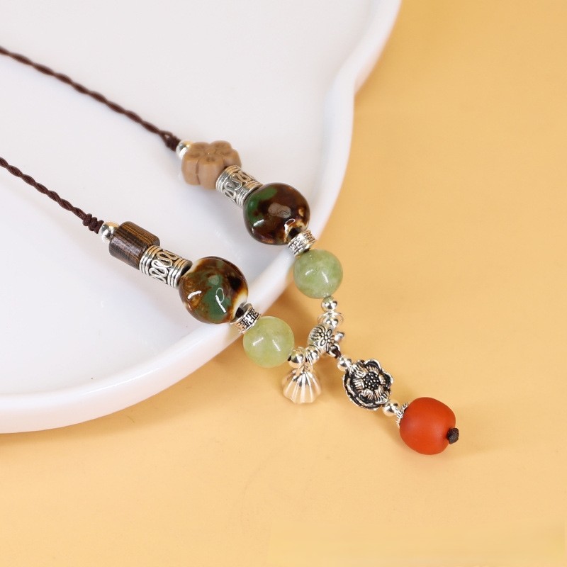 新中式陶瓷串珠项链女复古民族风手工编织绳锁骨链国风禅意配饰品,饰品/流行首饰/时尚饰品新,项链,淘宝优惠券,粉丝福利购,淘宝优惠卷