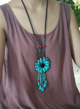 原创民族风长款云南文艺范连衣裙