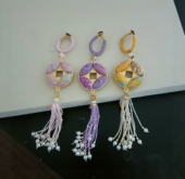 新中式 非遗仿宋锦铜钱流苏包挂车挂钥匙扣汽车挂件双面复古挂饰品