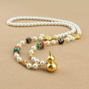 2024新款爆款葫芦吊坠珍珠长款项链女新中式国风轻奢小众高级配饰