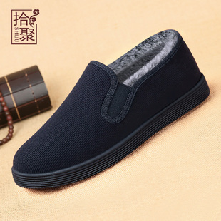 套脚休闲鞋 老北京布鞋 灯芯绒透气棉鞋 加绒保暖中老年爸爸鞋 男冬季