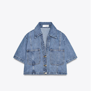 1416 024 Z1975 ZA家 牛仔衬衫 女装 短款 1416024 新款