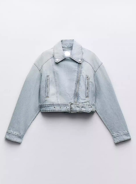 ZA家 新款 TRF 女装 机车款牛仔夹克外套 8197280 406 8197/280