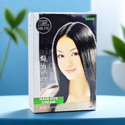 现代焗油黑发霜含水貂油成份染后发质柔顺自然亮泽棕灰白发黑褐色