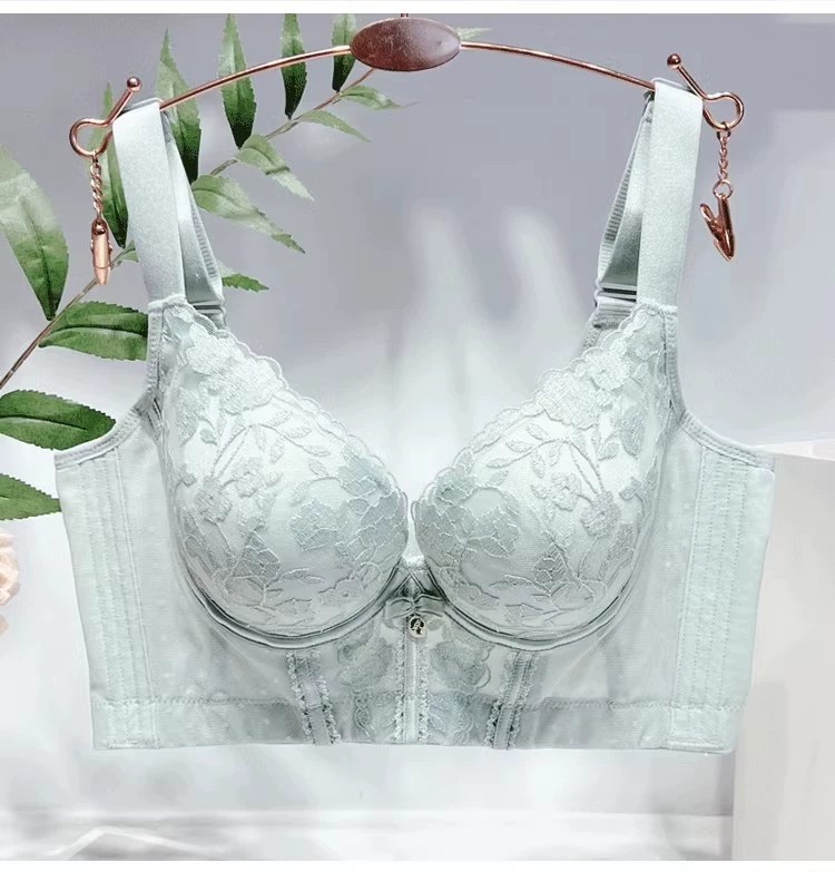 纯色蕾丝精油杯文胸柔软舒适云感棉内衣中厚杯调整型收副乳胸罩女