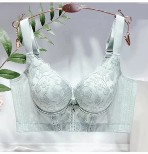 纯色蕾丝精油杯文胸柔软舒适云感棉内衣中厚杯调整型收副乳胸罩女