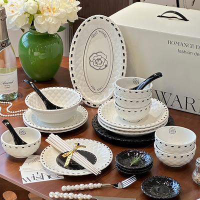 法式小香风陶瓷碗家用饭碗汤碗