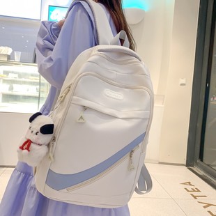 撞色小清新双肩包女士可爱高中生休闲背包 中学生书包女初中生韩版
