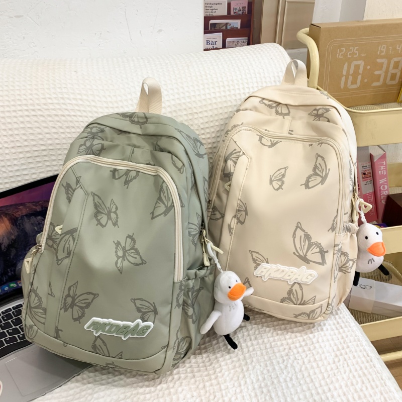 书包女生高颜值印花蝴蝶双肩包