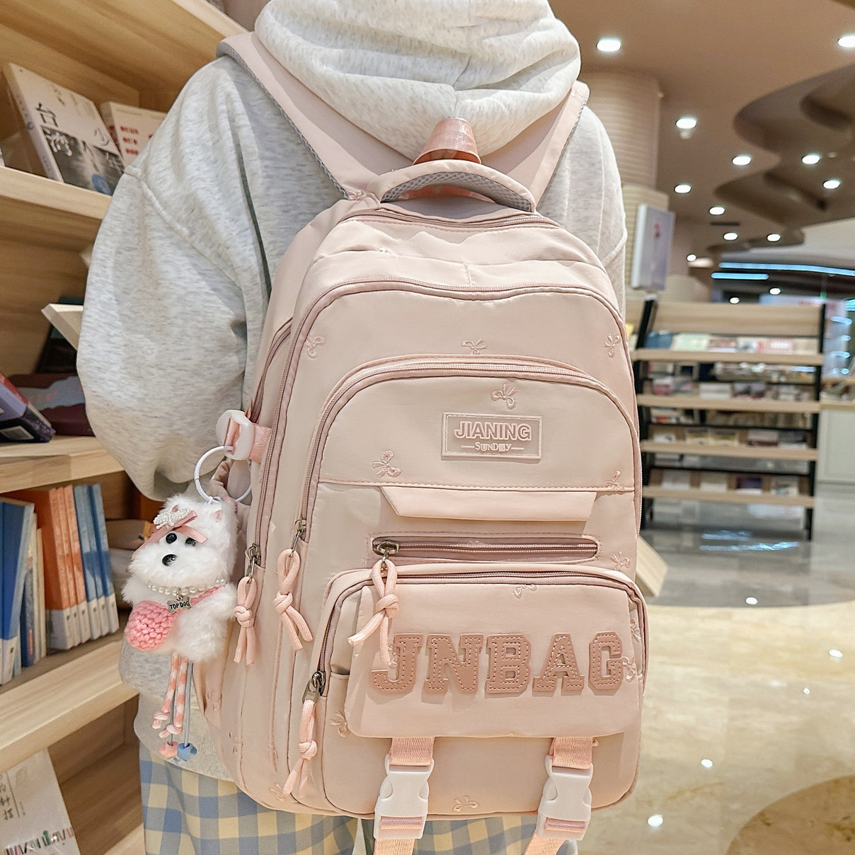 书包女生初中生韩版少女风蝴蝶结双肩包小学生高中大学生休闲背包