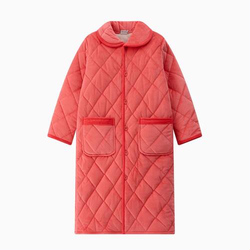 冬季三层夹棉加厚加绒睡袍女士法兰绒夹棉保暖家居服可外穿 - 封面