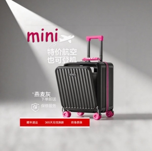 14寸行李箱女小型轻便登机箱前开