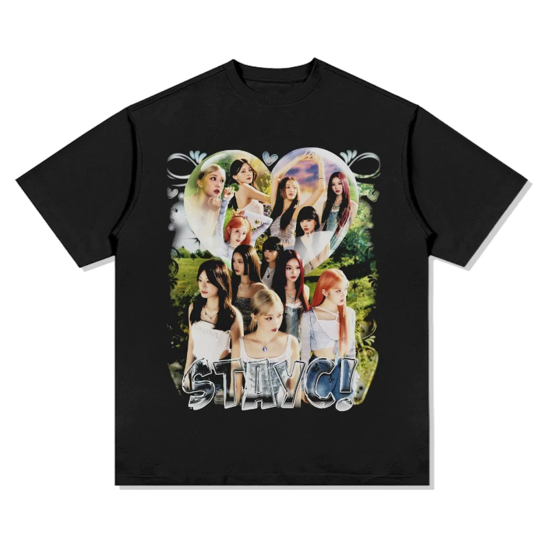 Американский винтаж принт Rose Park Caicai футболка Korean женская группа BLACKPINK короткий рукав Lisa Aespa