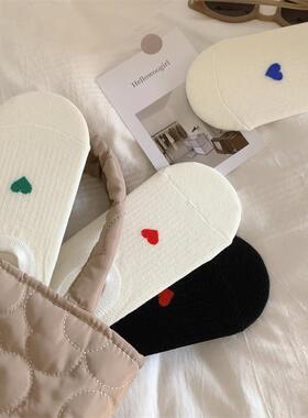 船袜女白色夏季薄款韩版防滑不掉跟低帮浅口短袜夏天爱心隐形袜子