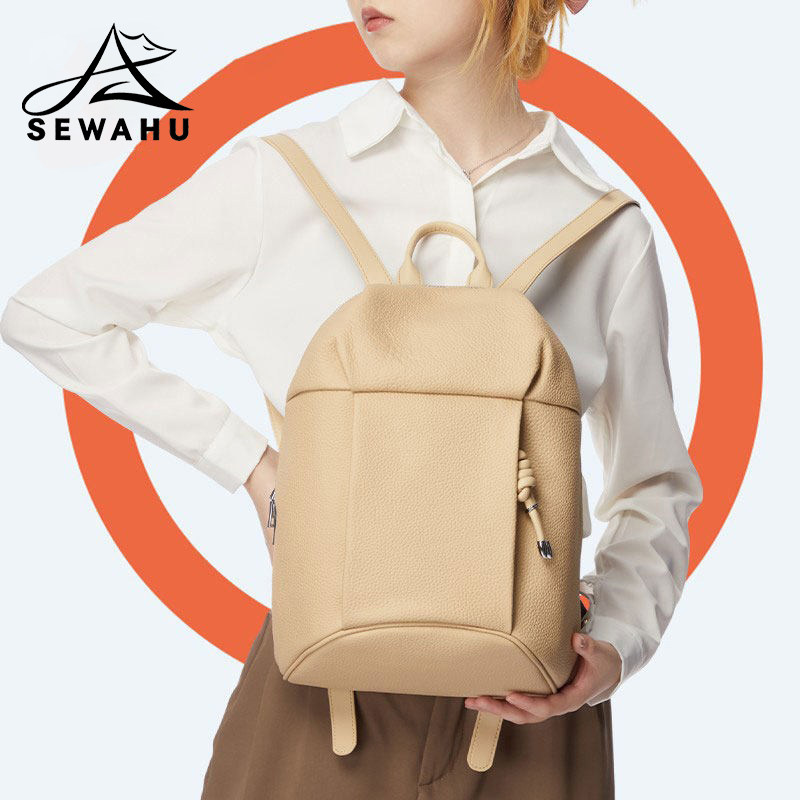 高级感真皮女士双肩背包设计感小众通勤休闲2026新款时尚女小书包