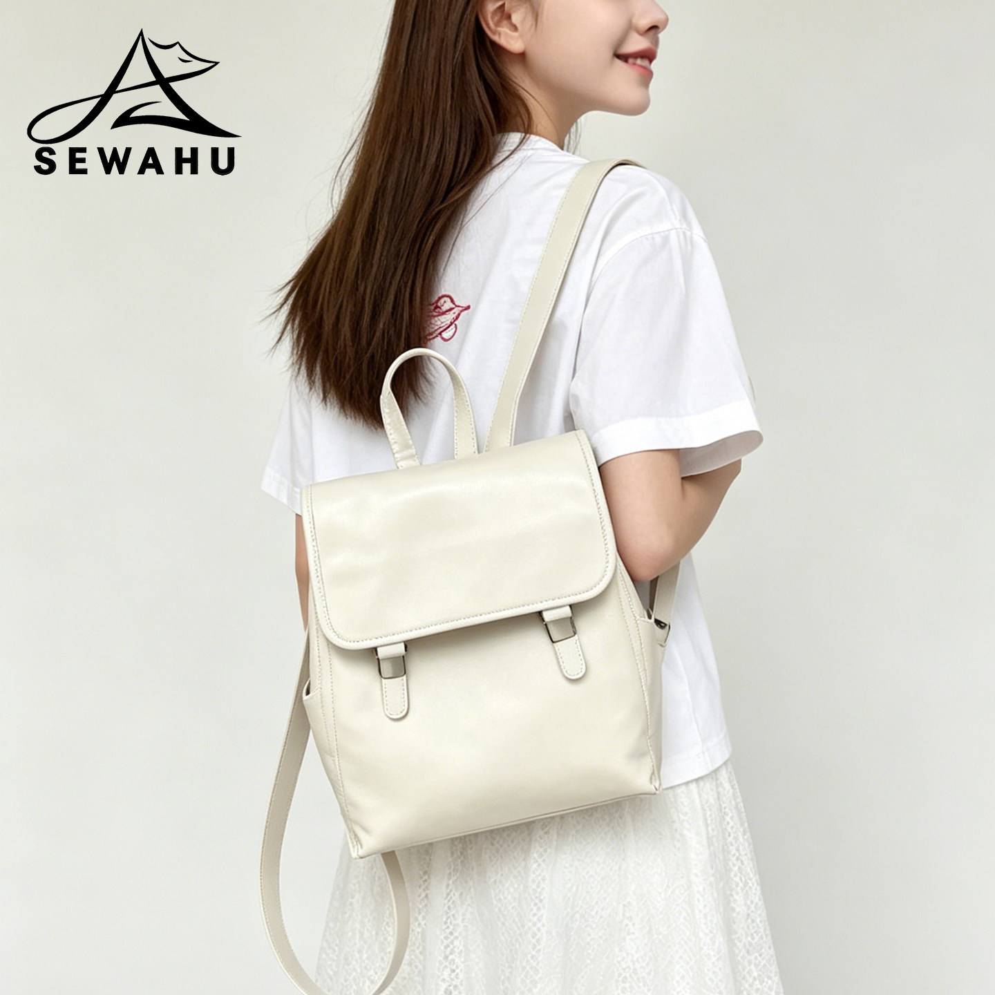 高级感小众真皮双肩包女大容量学生上班通勤背包2026新款电脑书包