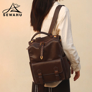 英伦风小众高级感双肩包女上班通勤大学生小书包2025新款皮质背包
