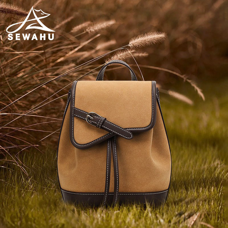 高级感小众双肩包女士2026新款设计感小背包女生秋冬休闲皮质女包