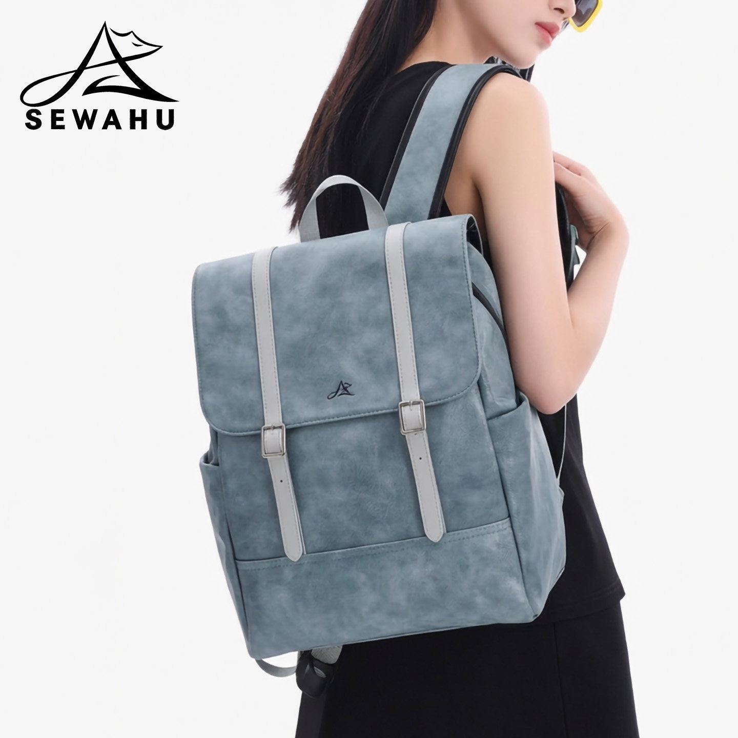 高质感皮质双肩包男女2026新款通勤电脑背包大学生高中生防水书包