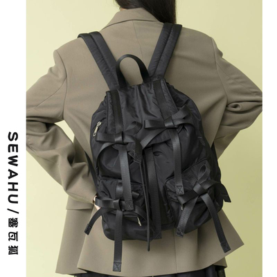 2025新款大容量背包日系小众设计蝴蝶结双肩包女户外旅游轻便书包