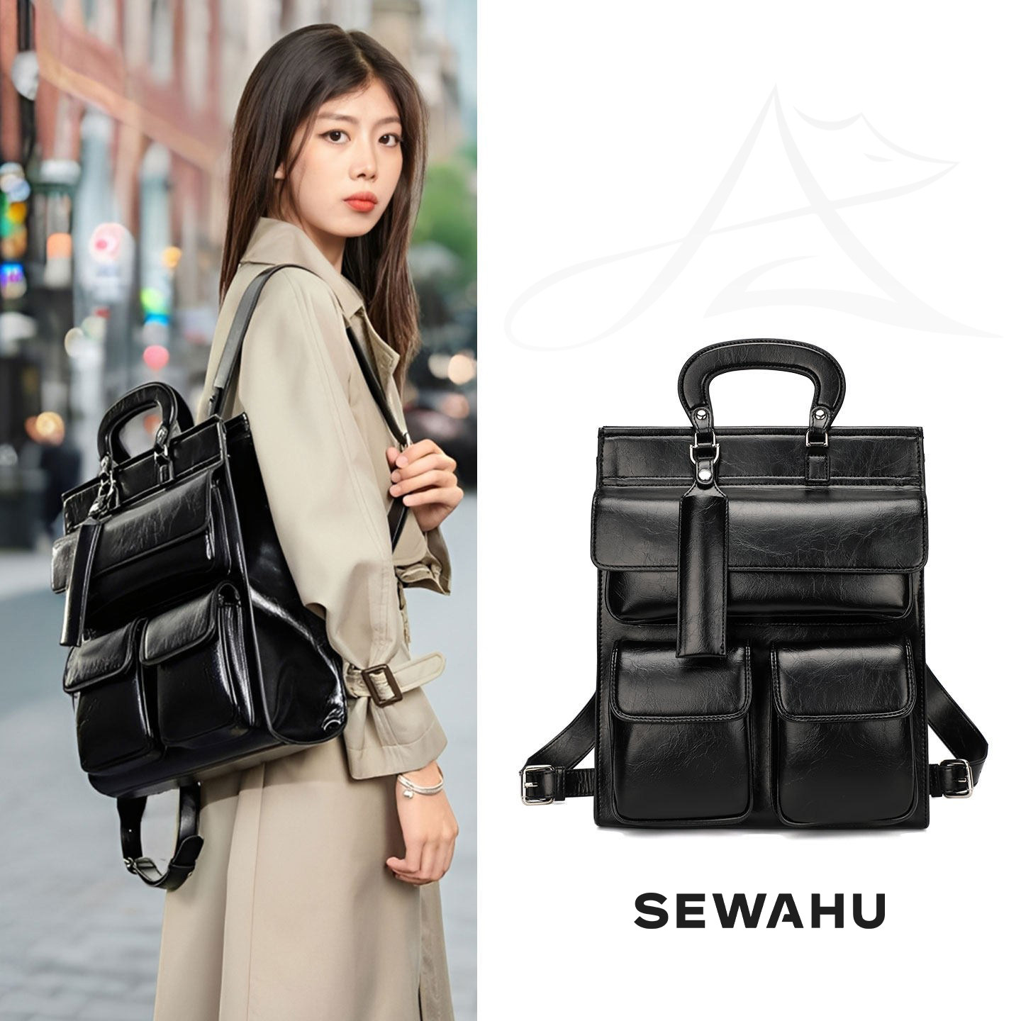 高级感小众皮质双肩包女2025新款大容量休闲电脑背包学生通勤书包