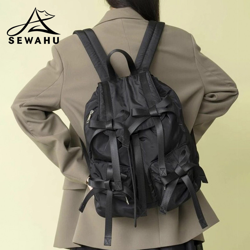 2025新款大容量背包日系小众设计蝴蝶结双肩包女户外旅游轻便书包