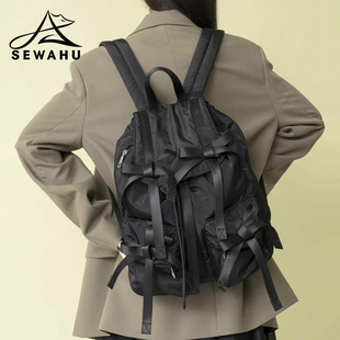 2025新款大容量背包日系小众设计蝴蝶结双肩包女户外旅游轻便书包