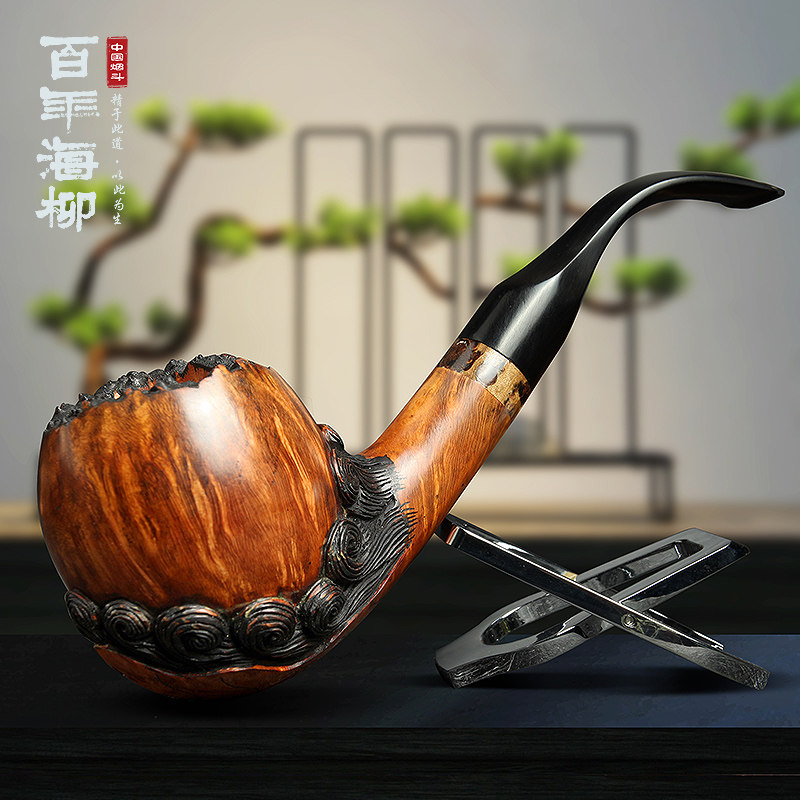 石楠木原料手工雕刻 火焰纹理 送礼佳品配件齐全-波浪DZ153