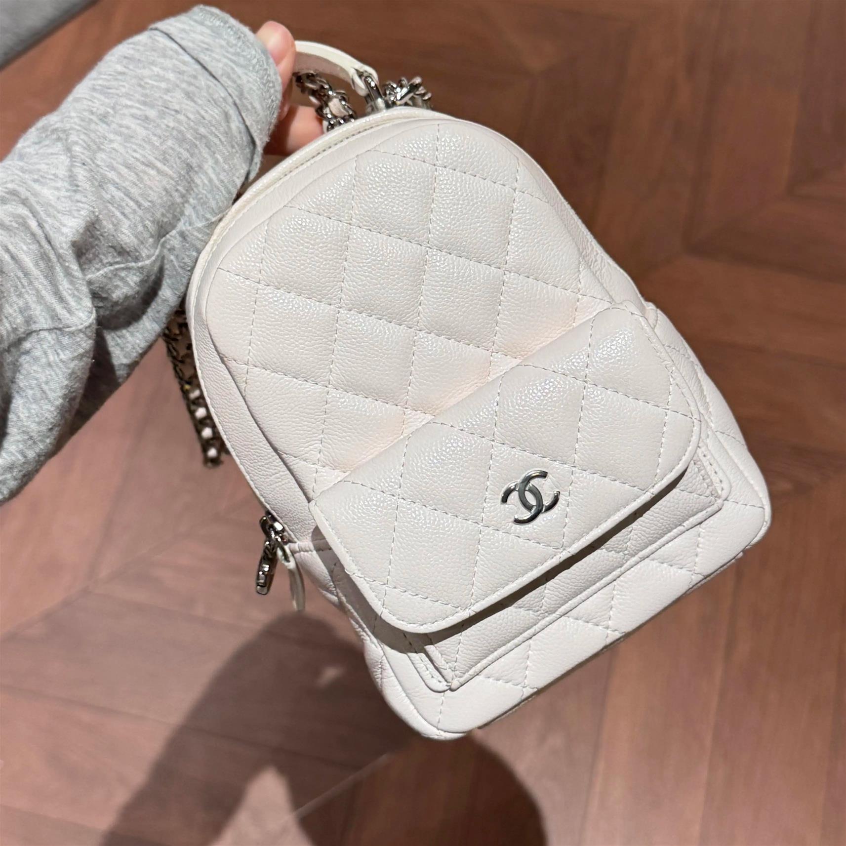 严选塔尖 小香风23k Timeless Classic双肩包菱格纹羊皮背包1122