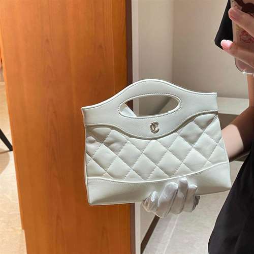 严选塔尖 小香风乳白色羊皮31bag mini Nano横板链条斜挎包1221