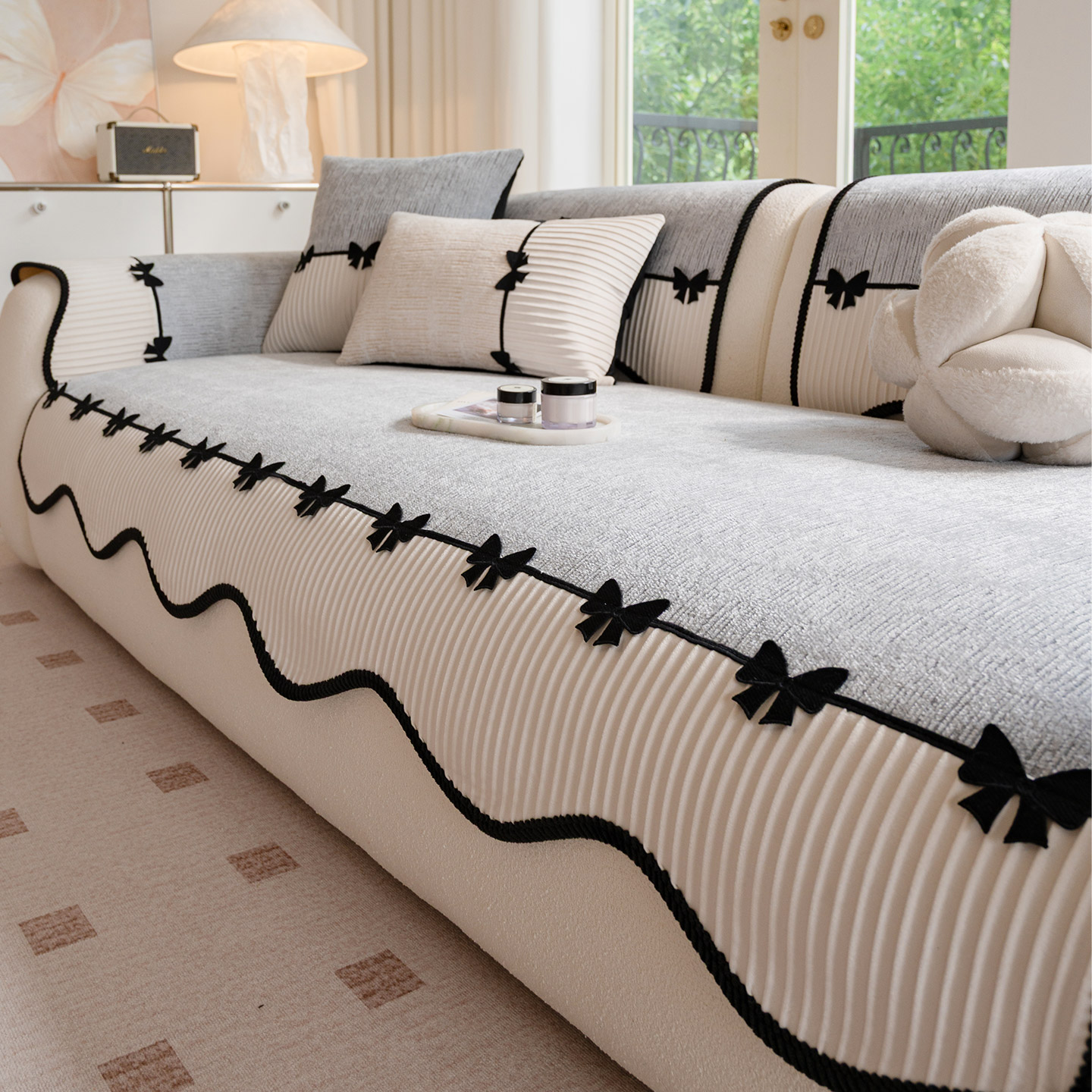 轻法式四季通用雪尼尔沙发垫防滑