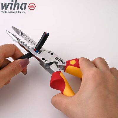 德国wiha威汉6合1多功能电工钳进口绝缘电工剥线钳剪线钳子47199