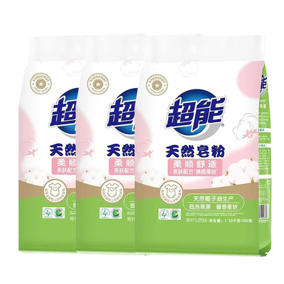 超能天然皂粉洗衣粉香味持久强力去污1.32+200克家庭装