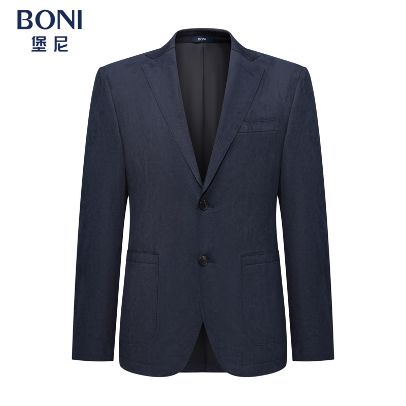 堡尼秋冬新品平驳领净色休闲西服上衣单排扣单西上装男CU569061B