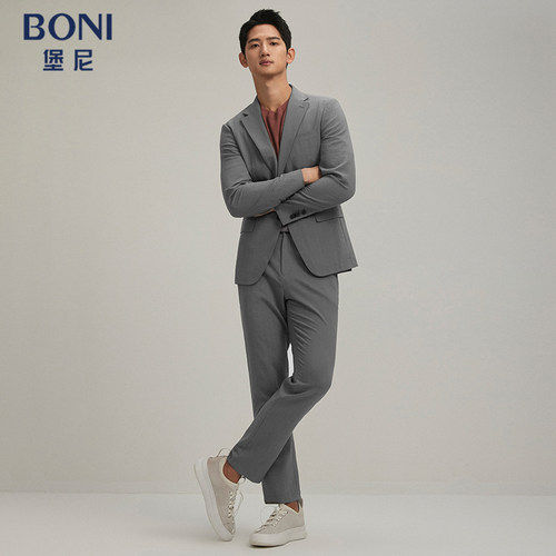 BONI/堡尼春夏新品西服便装商务休闲西装桑蚕丝混纺西裤QR182031B