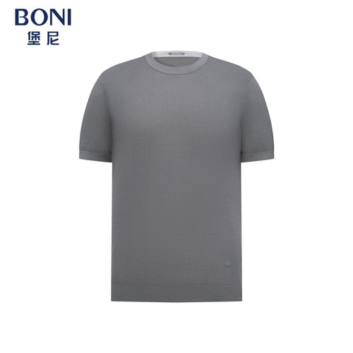 BONI/堡尼春夏新品轻商务净色圆领T恤休闲全棉体恤衫男LT183A11B