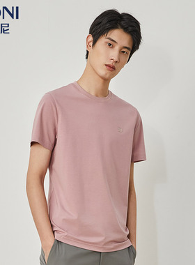 BONI/堡尼男士休闲短袖T恤夏季新品圆领棉质男纯色上衣LN226A73B