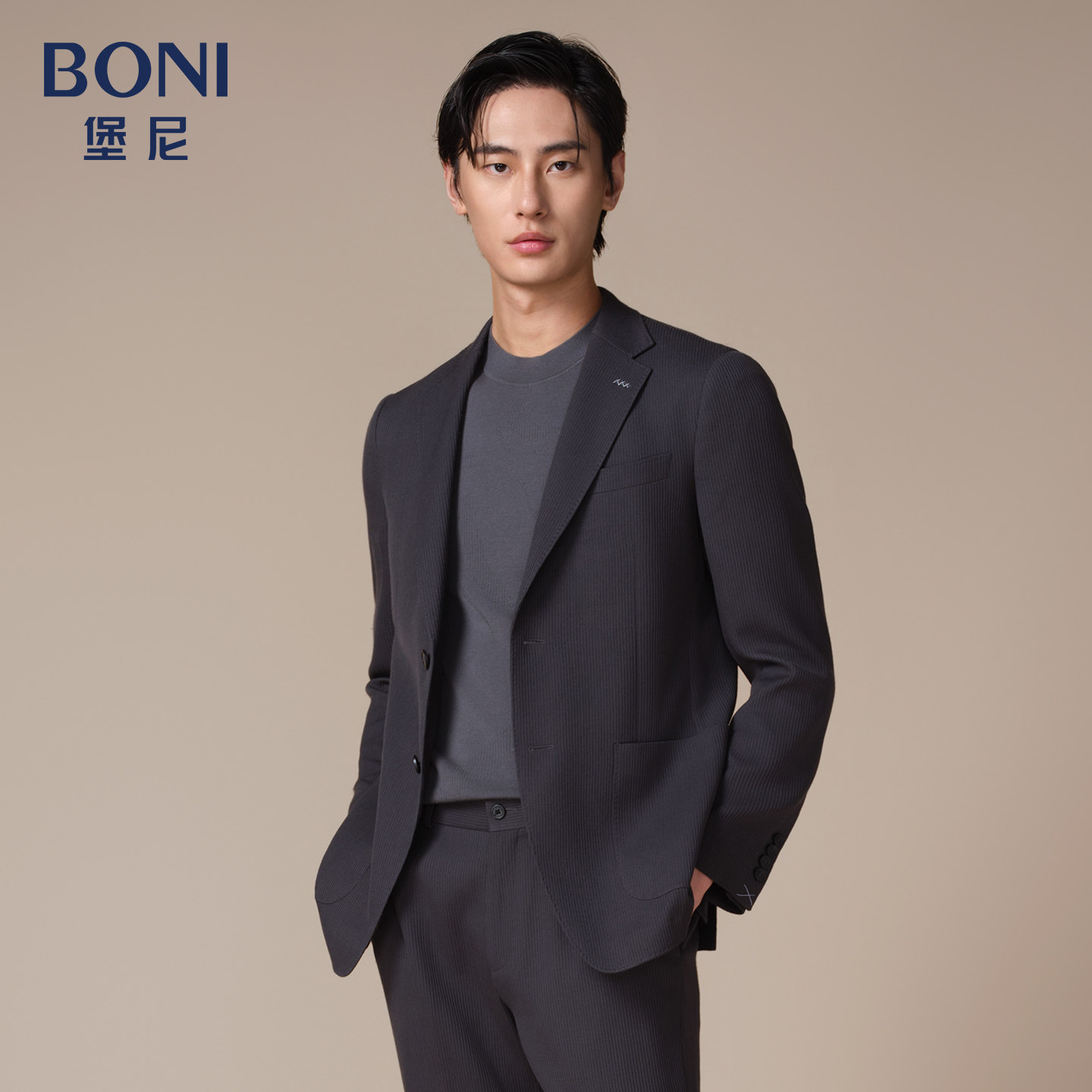 BONI/堡尼春夏新品西服便装商务休闲西装羊毛修身西裤男QS682101B