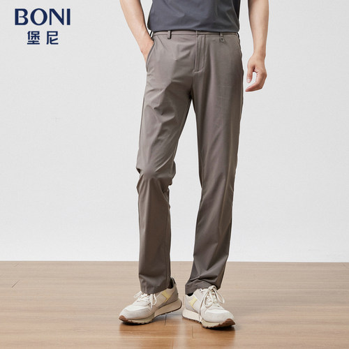 BONI/堡尼春夏新品米色长裤锦纶混纺休闲裤商务裤子KP336041A